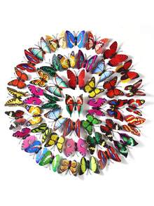 50pcs 3D Removable Butterfly Wall Stickers, Suitable For Home, Room, Bedroom, Party Decoration, 6CM