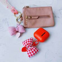 1Pc Love Candy Color Plaid Bowknot Bag Package Pendant Sweet Lovely Key Buckle Hanging Decoration Graduation Gift - 粉色 - 查看 6