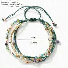 Bohemian Resort-Style Beaded Bracelet - Colorful Adjustable Handmade Jewelry For Women- Stackable Beach & Vacation Accessory Boho Chic Summer Bracelet - màu xanh lá - Xem 4