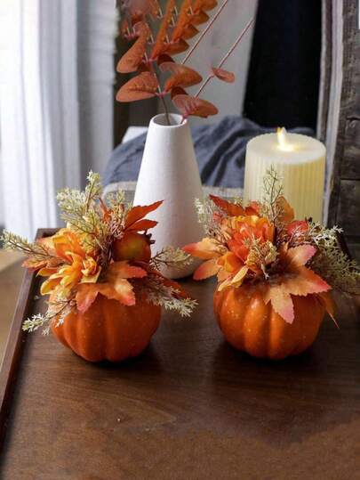 1pc Artificial Pumpkin Decor Set(5.91*3.94in), Thanksgiving Home Decor, Seasonal Centerpiece For Dining Table, Coffee Table, Mantelpiece, Halloween Table Decor, Autumn Decor For Living Room, Bedroom, Office, Classroom, Unique Fall Decoration For Party, Rustic Home Accent For Fall Season, Decorative Pumpkins For Autumn Party, Thanksgiving Dinner Decoration