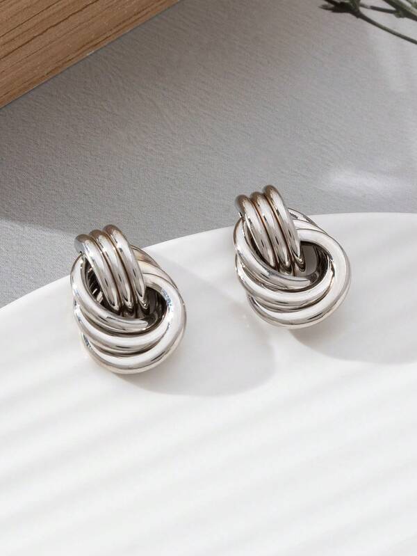 1 Pair Minimalist Geometric Stud Earrings For Women