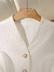 通勤装、百搭休闲单品、秋季女装、派对连衣裙、秋季外套、女士大衣、女士夹克、女士工装夹克、女士西装外套、西装外套、女士优雅休闲装、女士时尚工装。金属扣设计夹克 - 杏色 - 查看 3