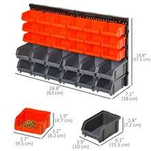 30-Bin Wall-Mounted Storage Rack Organizer With Pegboard For Garages And Workshops – Efficient Tool And Supply Management In Red