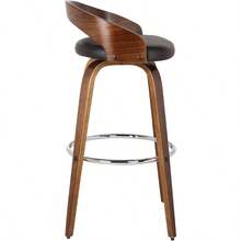 Armen Living Sonia Taburete Giratorio Moderno de 26 Pulgadas de Altura del Asiento de Mediados de Siglo para mostrador de Isla de Cocina en Piel sintética café y Madera de Nogal - Maderacafynogal - Ver 9