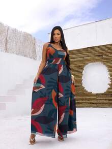 Women's Tulle Tank Top Jumpsuit With A Waistband - 藍色 - 查看 2