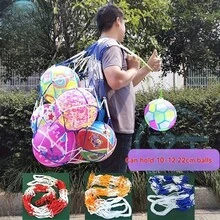 Borsa a rete in nylon resistente per il trasporto di grandi palloni, portatile per pallacanestro, calcio, pallavolo, palle da gioco - Multicolore - Visualizzare 3