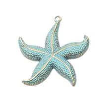 1 Conjunto de 3 peças Brincos e Colar da Série Oceânica Boêmia de Moda Versátil e Colorida com Estrela-do-mar, Conjunto de Colar Pendente e Brincos de Estrela-do-mar de Design Único em Turquesa, Adequado para Uso Diário e de Férias pelas Mulheres