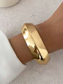 Conjunto de pulseiras com design geométrico assimétrico e gota d'água, 1 a 4 peças, pulseira de metal grosso, pulseira com abertura de mola ajustável, presente perfeito para uso diário feminino e decoração de festas