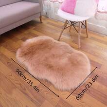 1pc Faux Fur Area Rug, Multiple Colors Available, 90cm X 60cm, Non-Slip, Handwash/Machine Washable, Wavy Shaped Carpet For Living Room, Bedroom, Bedside, Sofa, Kids Room, Wedding, Christmas, Fireplace, Dining Table, Plush Soft Luxury Home Decor