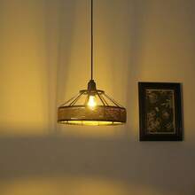 1 件，波西米亚手工编织桶形藤条灯罩，藤条钟形灯罩，适用于台灯吊灯灯具，易于安装 - 多色 - 查看 8