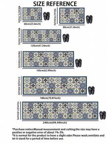 1pc Diatomite Kitchen Mat, High-End Black & White Color Block Retro Floral Pattern Patchwork Design, Luxurious Minimalist Style, Cushioned Anti-Fatigue Kitchen Carpet, Absorbent Quick-Dry Non-Slip Rug For Kitchen, Bathroom, Entryway, Laundry Room, Living Room, Can Be Trimmed To Any Size