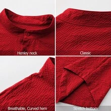 Camisa Henley de manga larga para hombres con cuello abotonado, diseño a rayas y de cuadros, casual y cómoda, de tela suave, para uso diario, verano y vacaciones en la playa, con mangas enrollables, estilo elegante, ropa exterior clásica y versátil, ligera para hombres