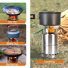 SNUOK Przenośny piecyk ze stali nierdzewnej do użytku na zewnątrz, dwuwarstwowy, promiennikowy piecyk ogniskowy, odłączany, sztaplowany palnik do plecaka piknikowego, kuchenka do gotowania, grill węglowy, domowy ogrzewacz kominkowy, dwukanałowe spalanie wtórne, kompatybilny z wieloma paliwami, artykuły na obiady rodzinne, artykuły na świąteczne przyjęcia