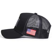 1 Stück Herren Amerikanische Flagge LKW Fahrer Mütze, personalisierte bedruckte Baseballkappe, Streetwear Mode Mesh Kappe, Outdoor Sonnenschutz Casual Hut, geeignet für Frühling, Herbst, Reisen, Strand, Sommer, Feiertage - Verschiedenfarbig - Übersicht 7