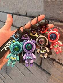 1pc Cartoon Lightning Bear Keychain Backpack Charm, Key Holder, Suitable As Small Gift For Christmas Holiday Party - Multicolor - View 5