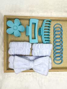 8 Pieces Set Of Minimalist Pink Minimalist Home Hair Accessories For Girls, Suitable For Daily Makeup, Face Washing And Decoration