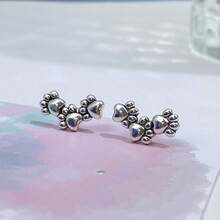 1 对动物爪耳钉，可爱狗和猫爪设计，女士时尚珠宝，圣诞节和四季的完美礼物 - 銀色 - 查看 9