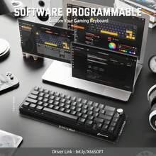 LexonTech Bàn phím cơ chơi game không dây ATTACK SHARK X66 có núm vặn, ba chế độ USB-C/BT5.0/2.4G, gắn miếng đệm RGB 60%, phím PBT in bên hông, công tắc Strawberry có thể thay nóng - Nhiều màu - Xem 2