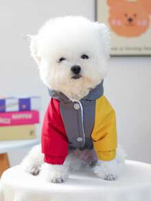 1pc Pet Clothes, Dog/Cat Outfit, Cute Apparel For Small Dogs, Warm & Comfortable Padded Coat For Small Dogs, Autumn/Winter - Gray - Grey - View 4