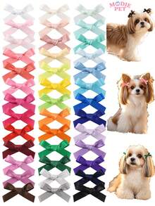 10/20pcs Random Color Fabric Bow Hair Clips, Cute Pet Grooming Accessories For Cats And Dogs - Multicolor - View 1