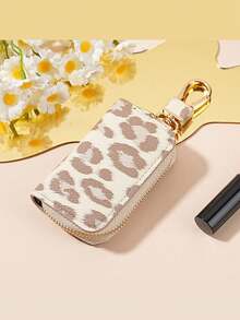 Leopard Print Car Key Chain - Iron Zipper Wallet With Adjustable Shoulder Strap, Large Capacity Multi-Function Key Holder, Unisex, Fashionable And Practical, Can Be Used As Women's Coin Purse, Mini Wallet, Wallet, Autumn Wallet, Key Chain - Multicolor - View 14