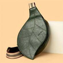 1Pc Leaf-Shaped Ribbon Shoulder Bag For Women – Simple & Versatile Messenger Bag For Holiday Travel, Personality Crossbody Purse - Green - View 2