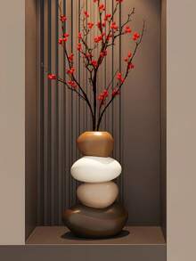 1件树脂雕塑叠鹿花瓶，几何石花瓶，时尚优雅设计，桌面摆件，适合作为家居和办公礼物，生日、毕业、圣诞节礼物，家居装饰，房间装饰，玻璃花瓶