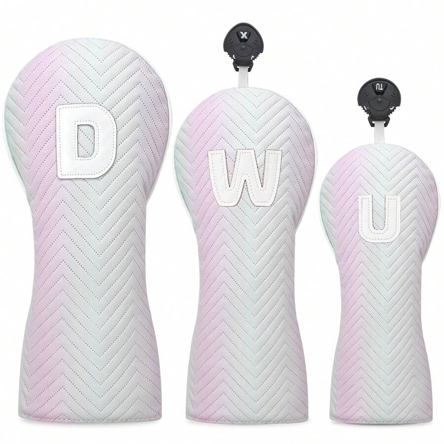 Vibrant Color Gradient Golf Club Head Cover - Protective Stylish Accessory For Golf Enthusiasts & Casual Players | Perfect For On-Course Matches, Daily Drills & Weekend Rounds - White - View 1