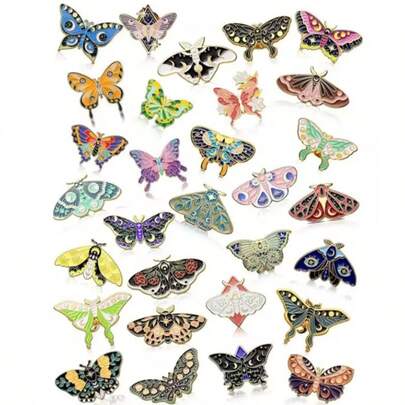 10pcs/20pcs Set Random Butterfly Enamel Brooch Pins, Cute Enamel Backpack Pins, Butterfly Pins, Suit Lapel Pins, Suitable For Steampunk Badges & Acces