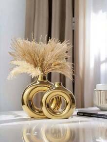 1 قطعة، خيارين للحجم، إناء سيراميك على شكل دونات ذهبي لامع، مناسب لديكور المنزل، ديكور طاولة حديث بسيط، حفل زفاف، غرفة المعيشة، رف الكتب، المكتب، مدخل المنزل، هدية عيد ميلاد، هدية عيد الميلاد، أفضل ديكور غرفة إناء زجاجي - متعدد الألوان - مشاهدة 7