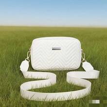 Túi đeo chéo đựng tiền xu thời trang tối giản thoải mái dành cho nữ, dây đeo có thể tháo rời, họa tiết thoải mái, trang trí phần cứng tinh tế, thiết kế cổ điển, phù hợp với nhiều không gian - trắng - Xem 4