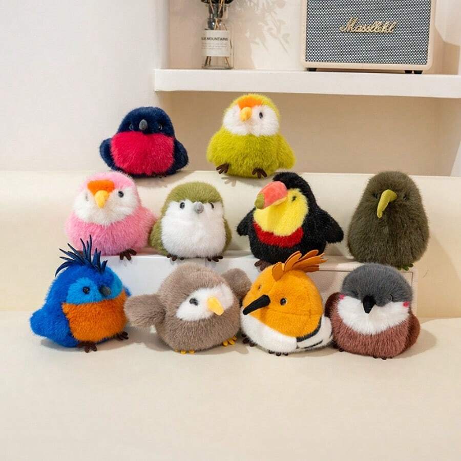 Cute Realistic Plush Bird Doll Desk Companion Doll, Home Living Room Bedroom Study Desk Companion Stuffed Doll, Macaw, Kiwi, Owl, Flying Bird Figurine, Children's Birthday Gift, New Year Gift - 12cm - View 1