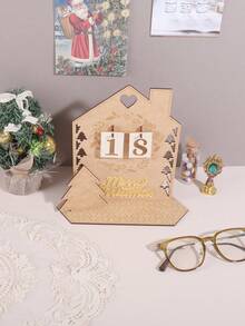 1 buc. Calendar de Advent de Crăciun cu model rafinat, model de coarne de Crăciun și ghirlandă, ornamente decorative de sărbători, meșteșuguri elegante din lemn, cadouri de Crăciun pentru prieteni și familie, decorațiuni interioare de Crăciun, decorațiuni pentru cameră, iarnă