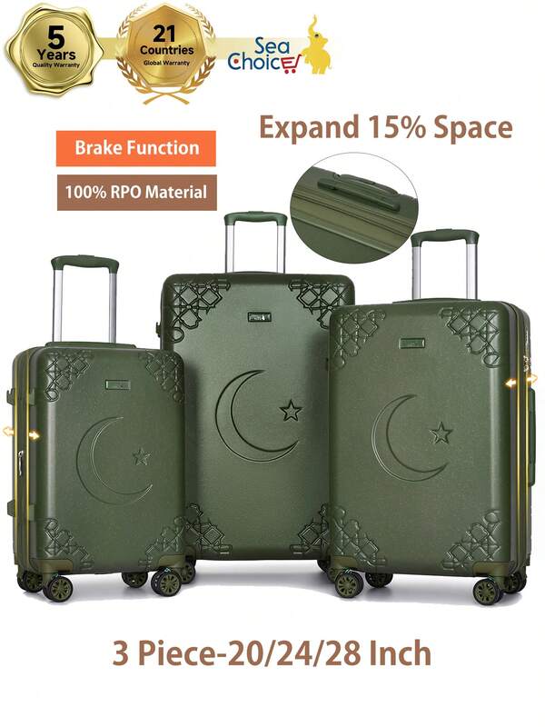 Juego de 3 maletas Sea Choice: maletas de viaje expandibles con 4 ruedas, maletas rígidas ligeras, maletas con ruedas y juego de maletas con cerradura.