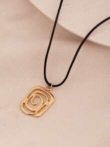 1 件时尚波西米亚螺旋设计金属吊坠项链，简约锁骨链，适合女性日常佩戴（无盒） - 銀色 - 查看 3