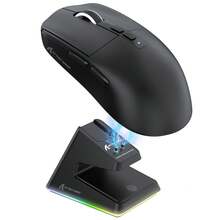 ATTACK SHARK X6 Superlight Wireless Gaming Mouse With Magnetic RGB Charging Dock, 49g Ultralight Mice PixArt PAW3395 Sensor, 26000DPI, Tri-Mode 2.4G/USB-C Wired/Bluebud Mouse, Mouse Grip Tape