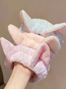 1pc Dual-Color Shower Head Wrap, Cute Polyester Cartoon Ear Decor Headband Suitable For Bathroom, Home, Autumn Decor, Back To School