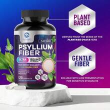 Psyllium Husk Fiber Supplement 1500mg - Vegan Prebiotic, Soluble Fiber For Daily Digestive Health &Amp; Regularity Support, Natural Psyllium Powder Caps, Sugar-Free, Non-GMO &Amp; Gluten-Free - 60 Capsules - Flavor NameB - 查看 5