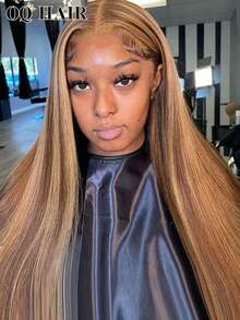 OQ Hair Wear And Go Glueless 6x4 Transparent Lace Front Wig Straight Human Hair 180% Density 16-30 Inch Pre-Plucked Hairline Piano Color Human Hair Natural Hairline Daily Wear No Glue Wig Free Shipping - S4/27 - View 3