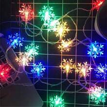 Luzes de Corda em Forma de Floco de Neve com LED para Natal - Alimentadas por Bateria, Sem Fio, Opções de 10/20/40/80 LEDs, Para Decoração de Feriados, Suprimentos para Festas, Decoração de Casa e Quarto, Presentes de Aniversário e Natal