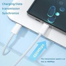 60W USB-C 转 USB-C 快速充电线，USB-C 转 Type-C 快速充电数据线，兼容 17/17 Air/17 Pro/17 Pro Max/Pro/Air，Galaxy S25/S24/S23/S22/S21/S20，尼龙编织充电线，可选 3.3 英尺/6.6 英尺/9.9 英尺长度 - 彩色 - 查看 4