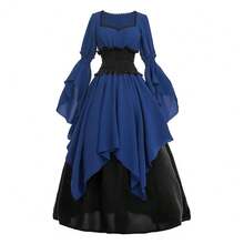 Cosplay Clothing - Blue Double-layered Belted Dress - View 1