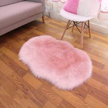 1pc Faux Fur Area Rug, Multiple Colors Available, 90cm X 60cm, Non-Slip, Handwash/Machine Washable, Wavy Shaped Carpet For Living Room, Bedroom, Bedside, Sofa, Kids Room, Wedding, Christmas, Fireplace, Dining Table, Plush Soft Luxury Home Decor