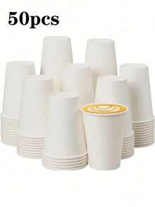 100pcs White Thick Paper Cups, Disposable Milk Tea Coffee Cups With Lids, Colorful Disposable Kraft Paper Cups, Double-Layer Insulated Disposable Coffee/Milk Tea Paper Cups, Suitable For Holidays, Parties, Christmas Parties - Multicolor - View 10