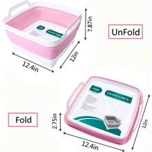 Dish Basin Collapsible With Drain Plug Carry Handles For 9 L Capacity, Collapsible Sink Tub, Dish Wash Basin, Portable Dish Tub, Foldable Dishpan For Camping Dish Washing Tub And RV Sink - Hồng - Xem 4