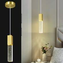 YQYYFC Modern Crystal Pendant Lights - Dimmable LED 4500K Gold Hanging Light Fixture For Kitchen Island & Bedroom, Mini Bubble Design - 金色 - 查看 13