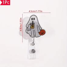 1pc Halloween "Cute Ghost Drink Can Cap" Acrylic Badge Halloween Accessories, Halloween Accessories
