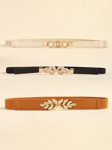 3件套 欧美风细款弹力腰带，适合连衣裙、紧身衣或S码裤子，万圣节、夏季、秋季、上学、万圣节 - 彩色 - 查看 11