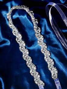 1pcs Bridal Belt Wedding Sash Belt With Crystal Rhinestones For Wedding Dress Bride Bridesmaid Gown - 銀色 - 查看 5