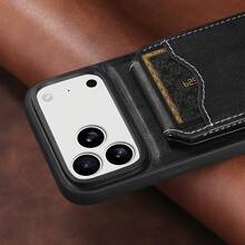 1pc Leather Flip Stand Wallet Case With Card Slots Compatible With Apple 17 Pro Max / Galaxy A56 - Black - View 7